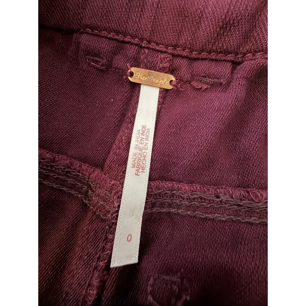 Free People Stay Awhile Jeans Sz 0 Carpenter Barrel Leg Pants Maroon Mulberry - Picture 6 of 12